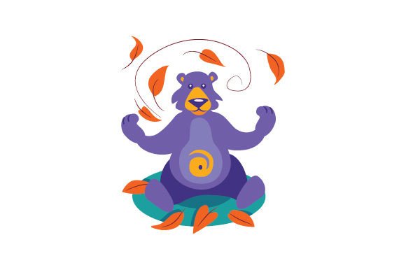 Cute Bear with Autumn Leaves Scandinavian Style