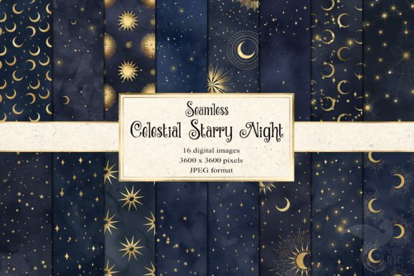 Celestial Starry Night Digital Paper
