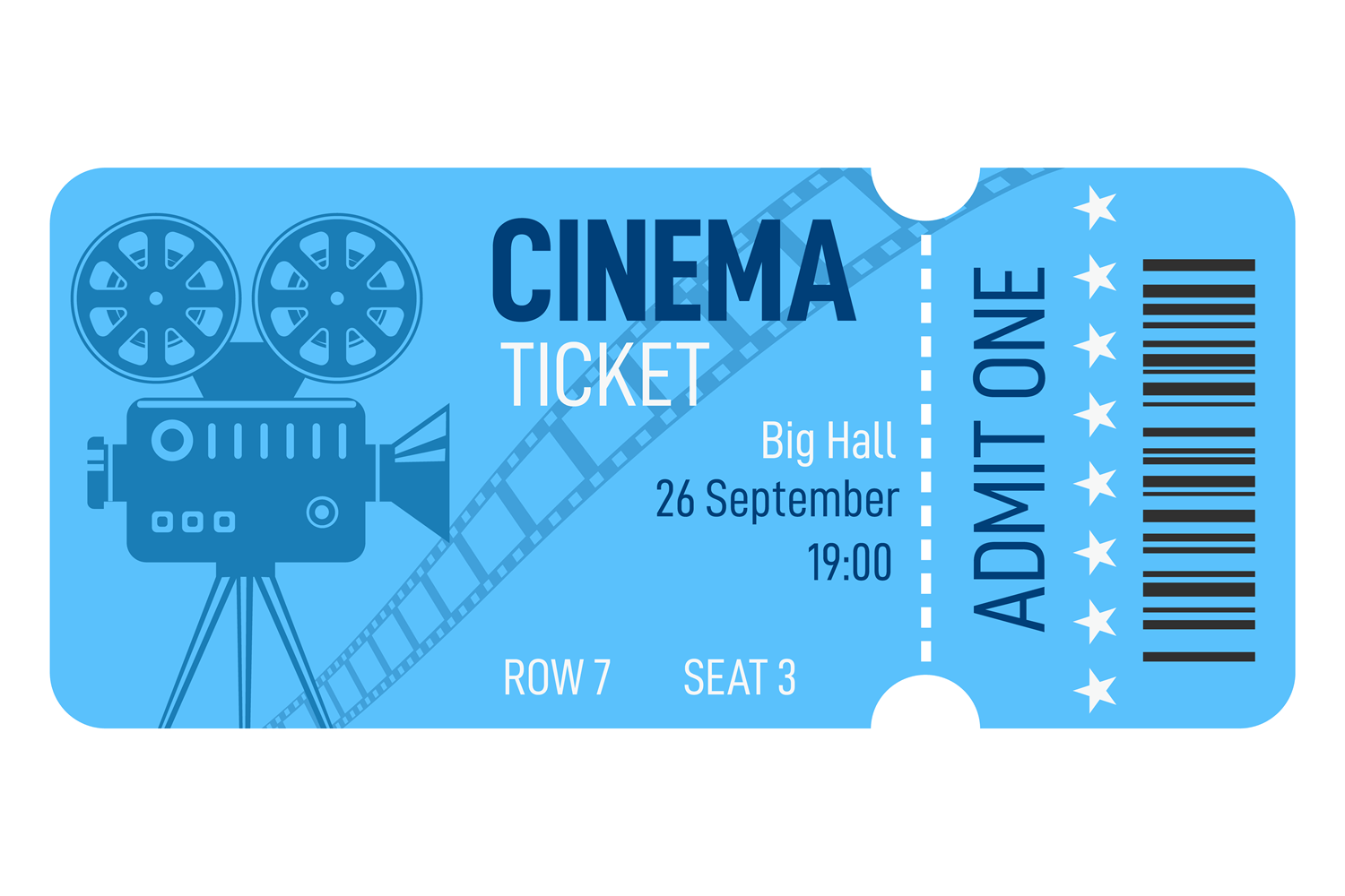 Cinema Ticket Layout. Movie Event Pass T