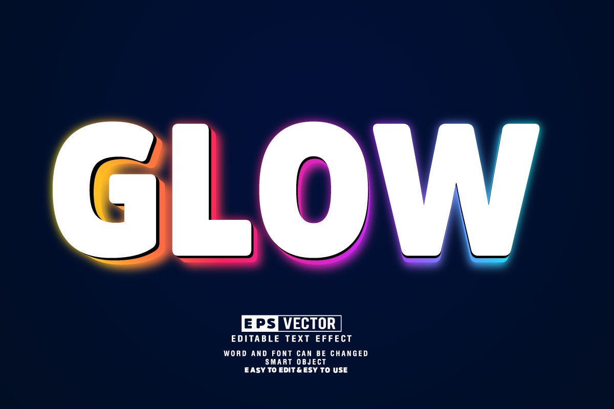 Glowing 3d Editable Text Effect Vector Graphic by TrueVector · Creative ...