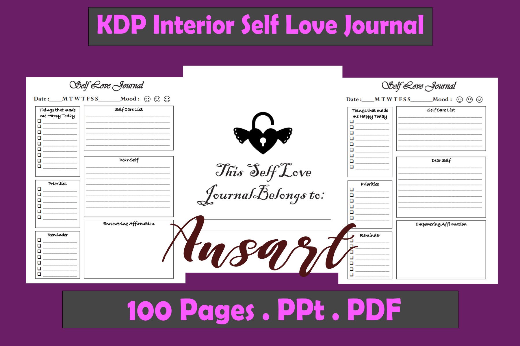 KDP Interior Self Love Journal Graphic by Ansart · Creative Fabrica