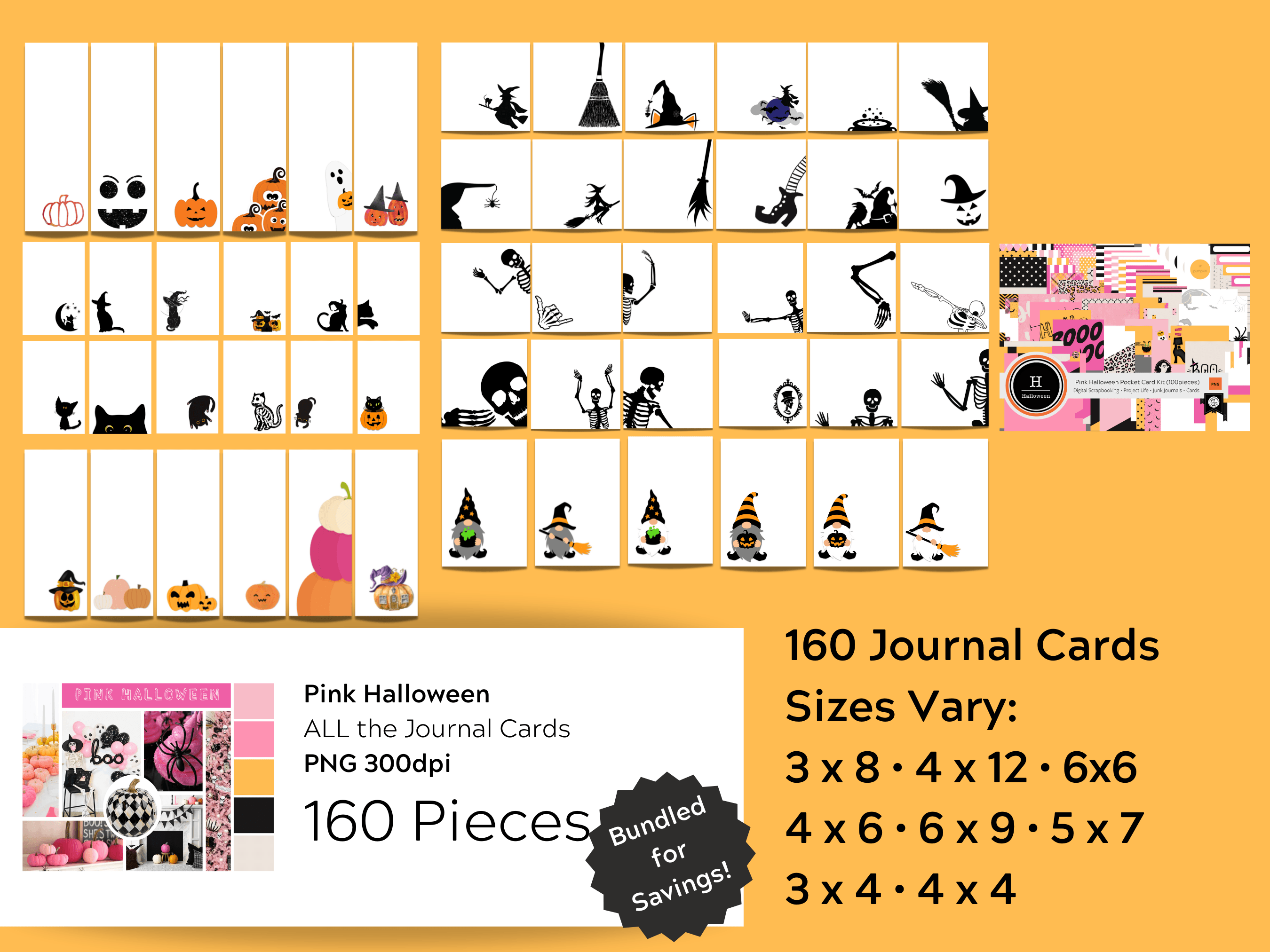 Pink Halloween Pocket Cards Bundle Graphic by Wetfish Designs ...