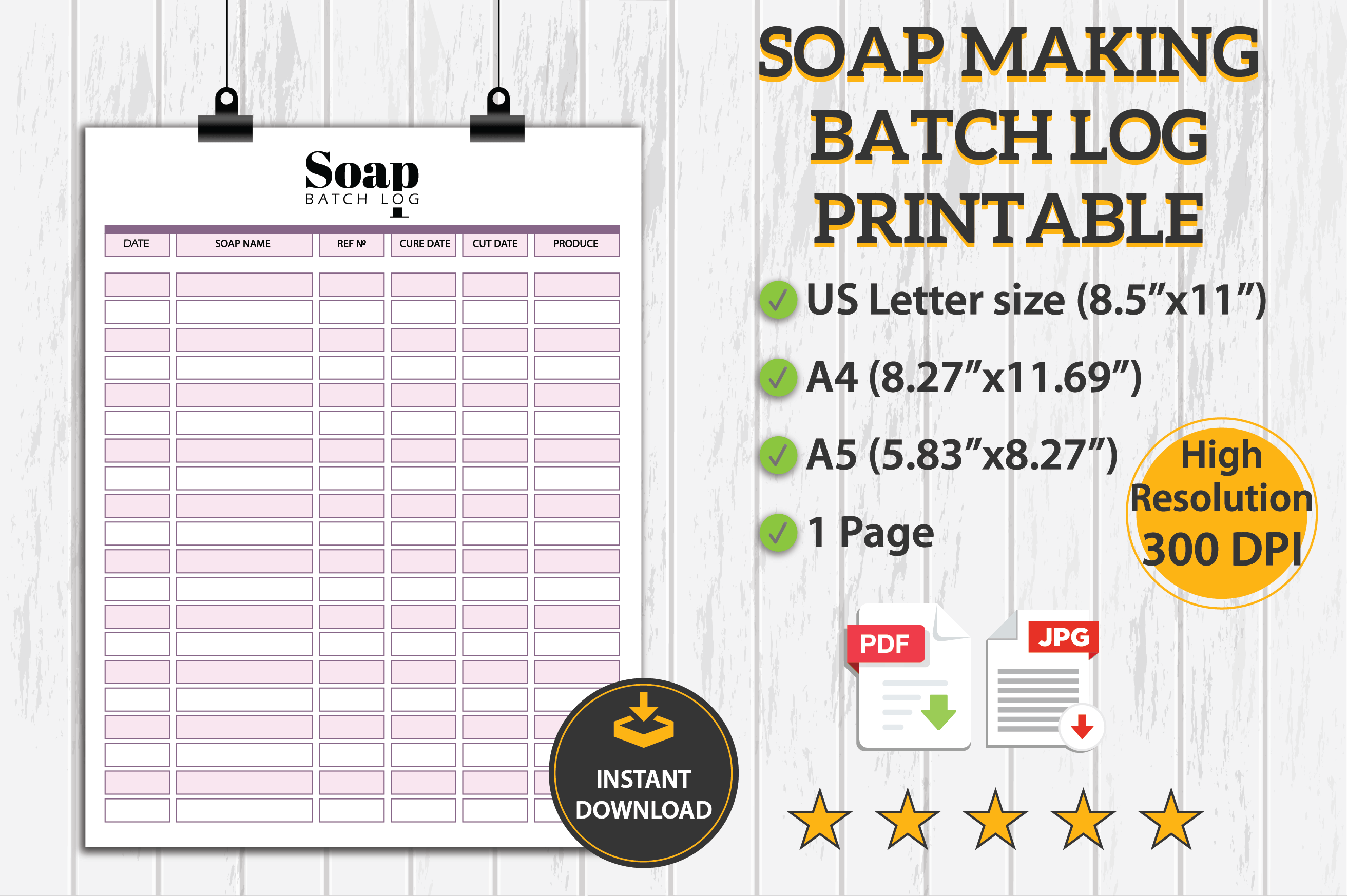 Soap Making Batch Log Printable Graphic by HandyBooks · Creative Fabrica