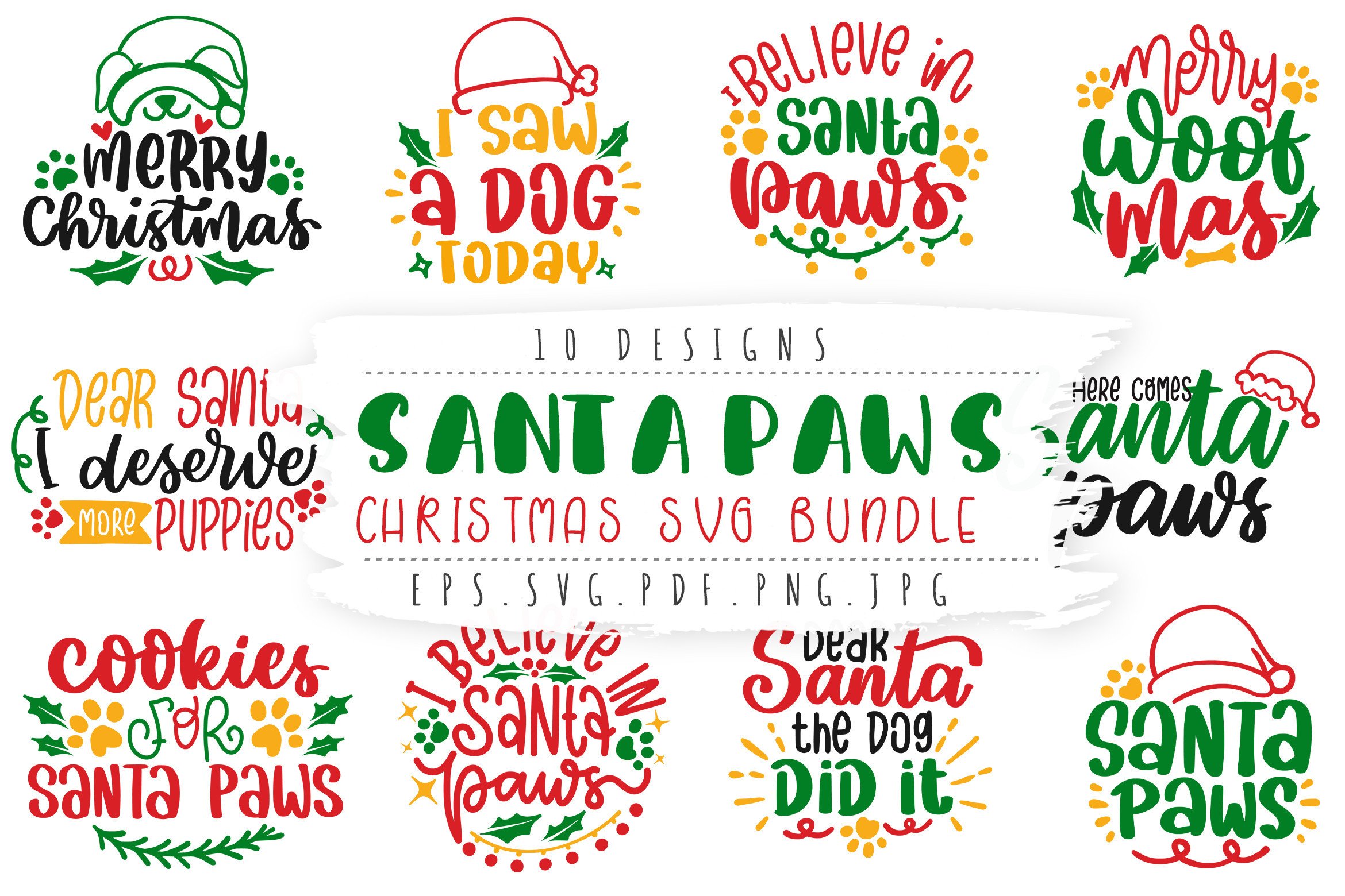 Christmas Dog SVG Bundle | Santa Paws Graphic by dapiyupi · Creative ...