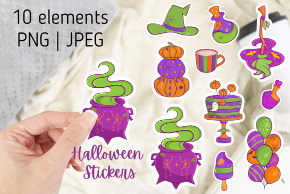 Colorful Halloween Stickers PNG Grafik Druckbare Illustrationen Von Ailirel Design
