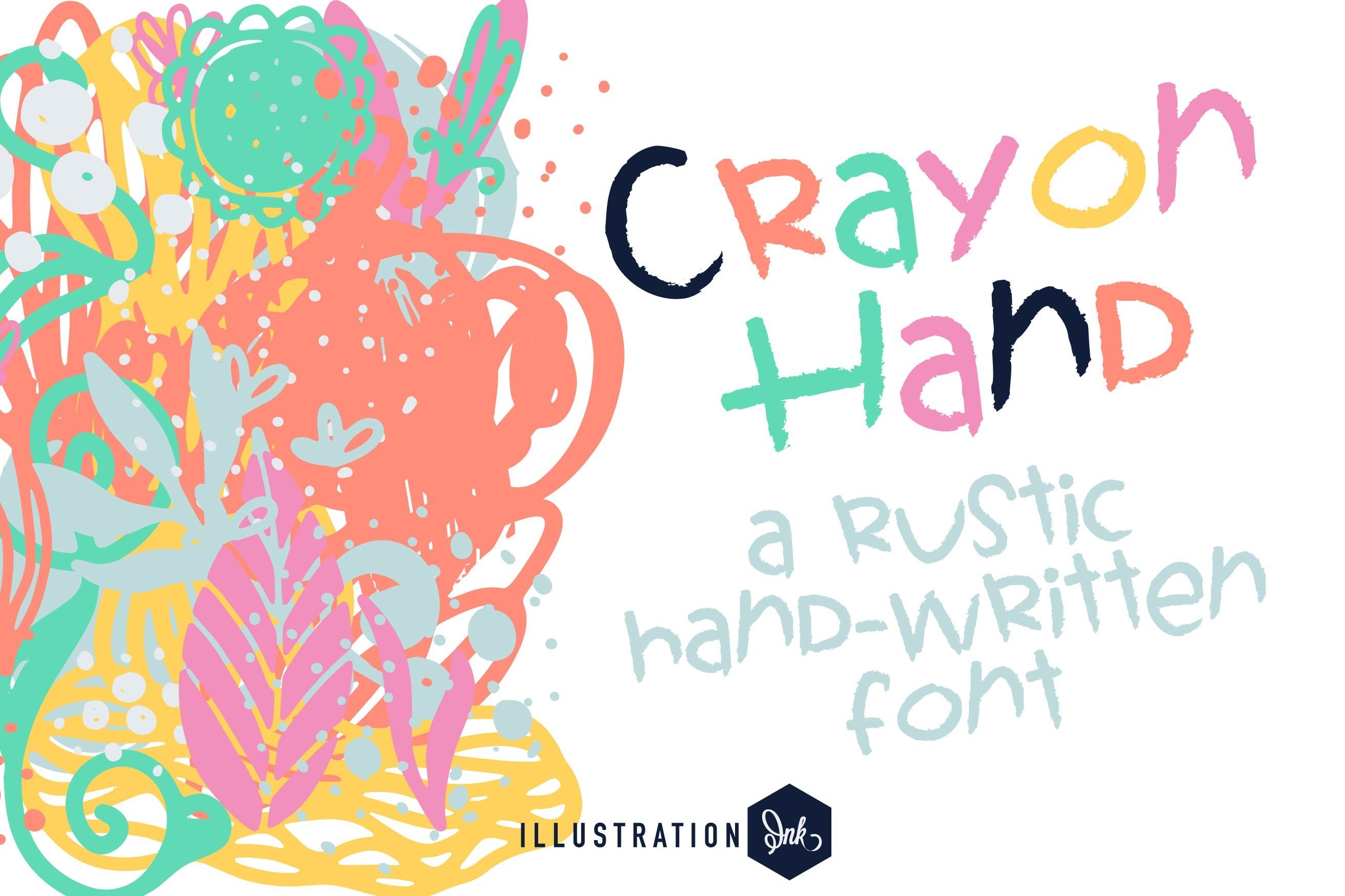 Crayon Hand preview, textured crayon-style handwritten font