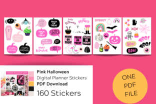 Pink Halloween Digital Planner Stickers Graphic by Wetfish Designs ...