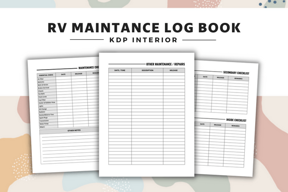 RV Maintenance Log Book interior