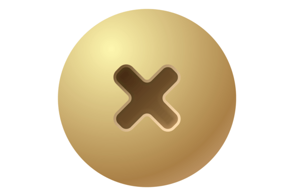 Round Cross Screw Head. Gold Metal Faste Grafica Illustrazioni Stampabili Di yummybuum