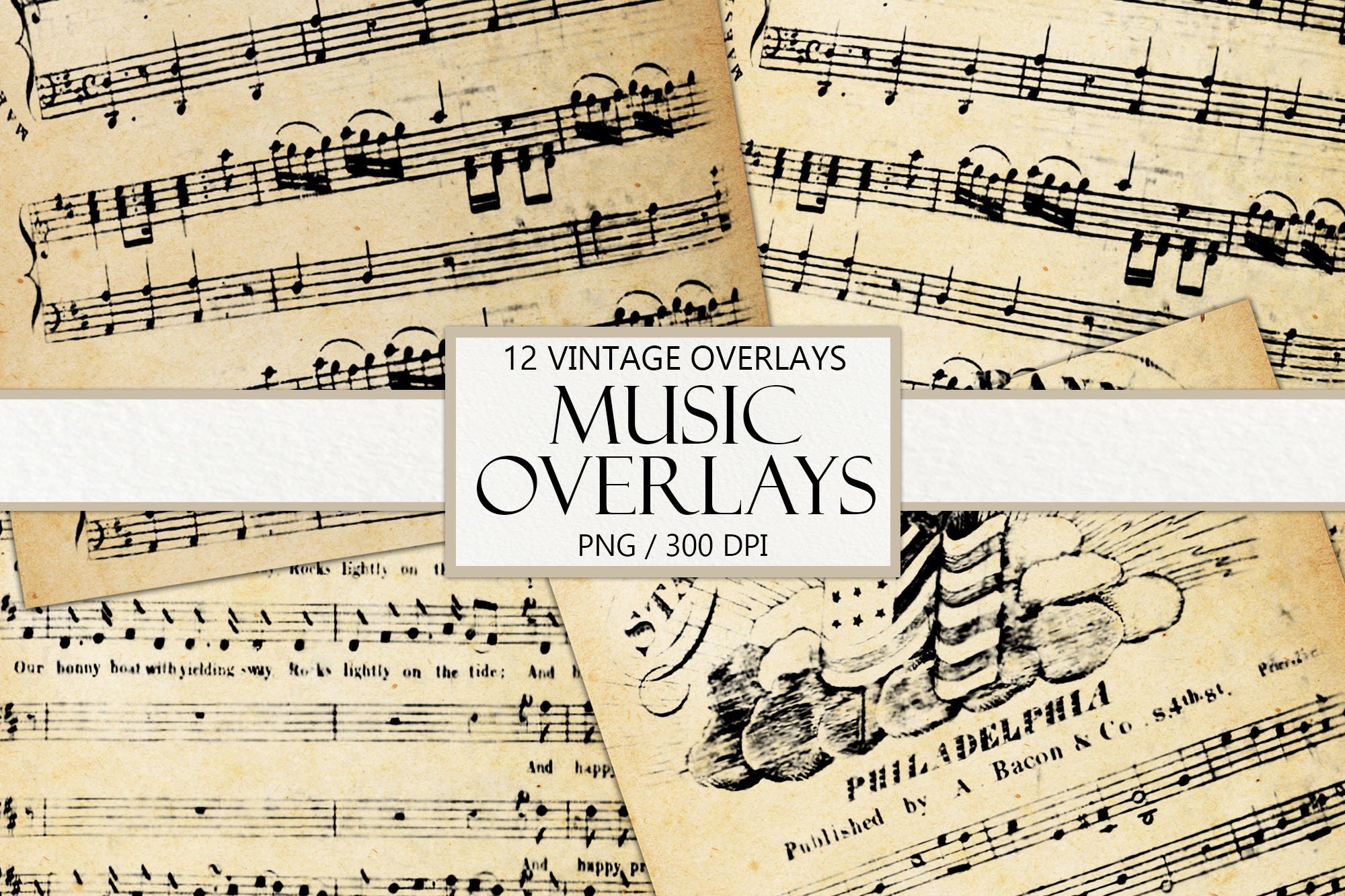 Vintage Sheet Music Overlays Graphic by NiftyCraftyHouse