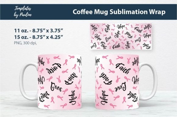 Breast Cancer Mug Wrap Sublimation Png Graphics