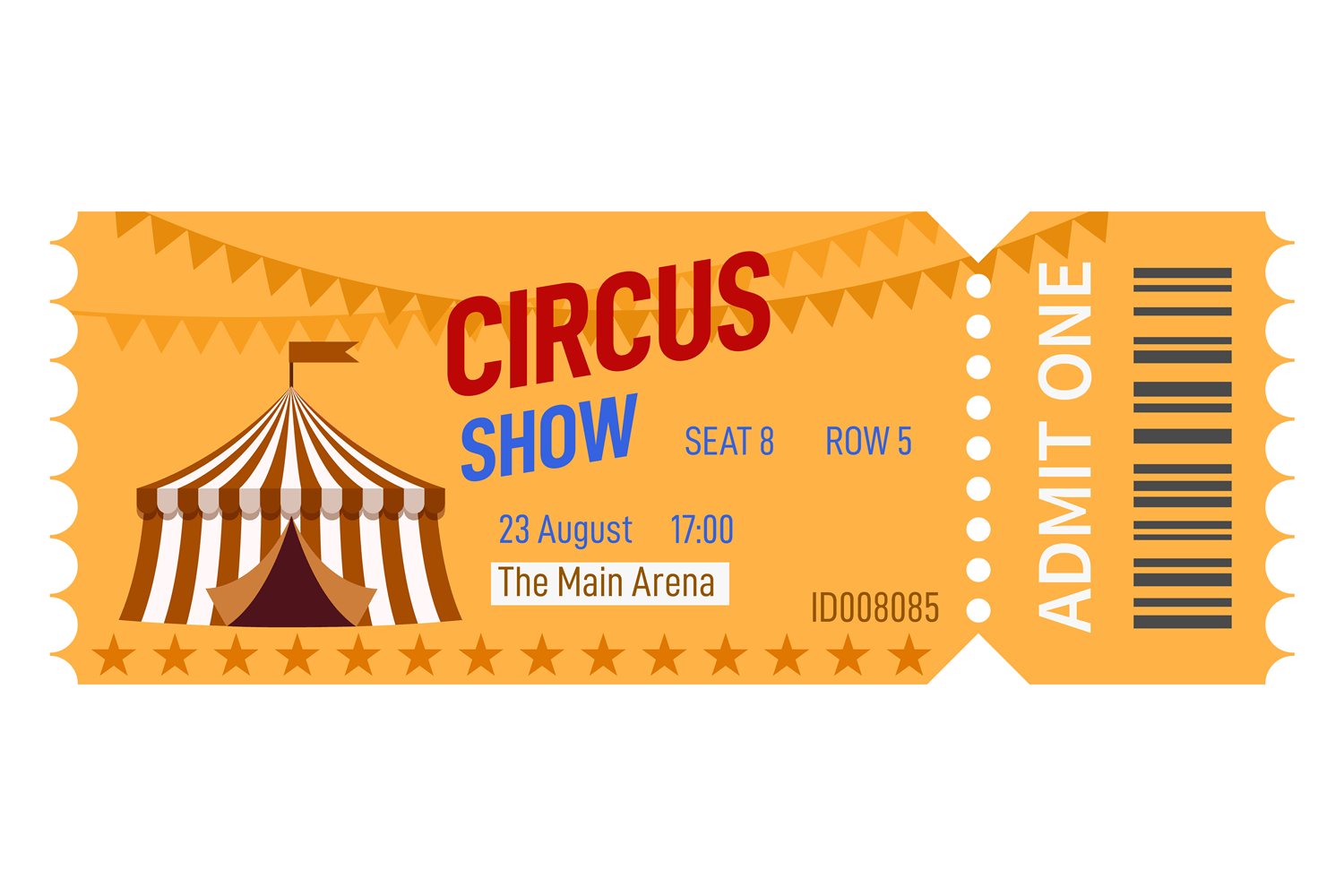 Circus Show Ticket Template. Funfair Eve