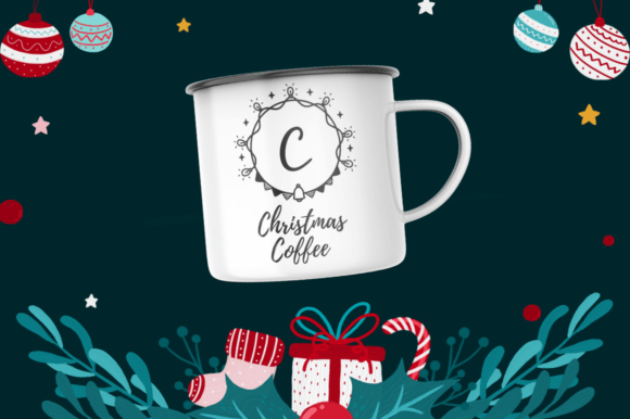 Shiny Christmas Monogram Font PNG with transparent background - Preview 2