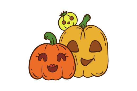 Family of Kawaii Pumpkins