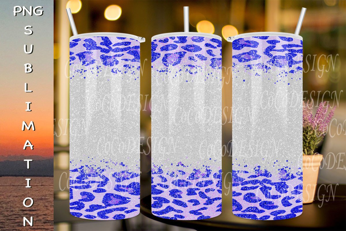 20oz Tumbler Leopard Glitter | Blue Graphic by CoCoDESIGN · Creative ...