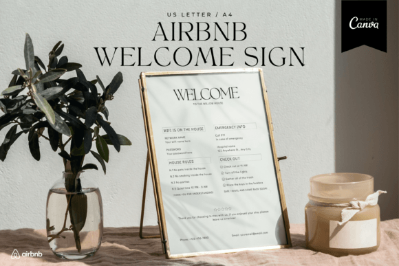AirBnb Welcome Sign Canva Template