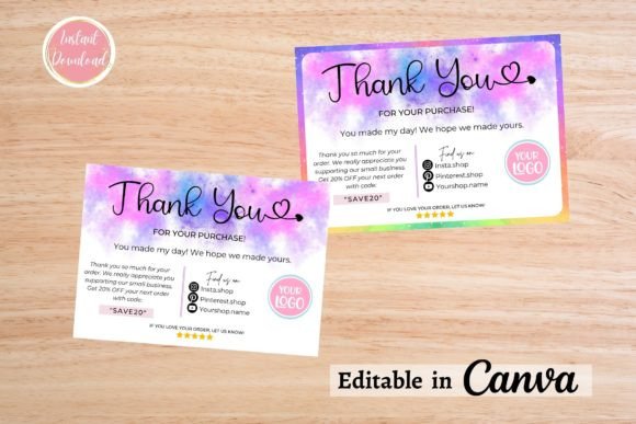 Canva Template / Editable Thank You Card