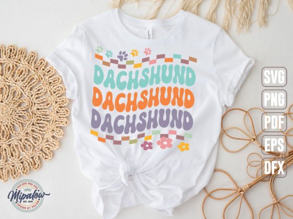Dachshund Svg, Groovy Wavy Retro