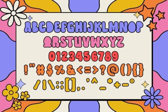 Hippie Retro Font PNG with transparent background - Preview 4