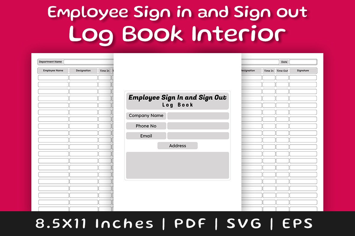 Workbook Sign In Office Employee Sign in Log Book Graphic by Pugazh Logan · Creative Fabrica
