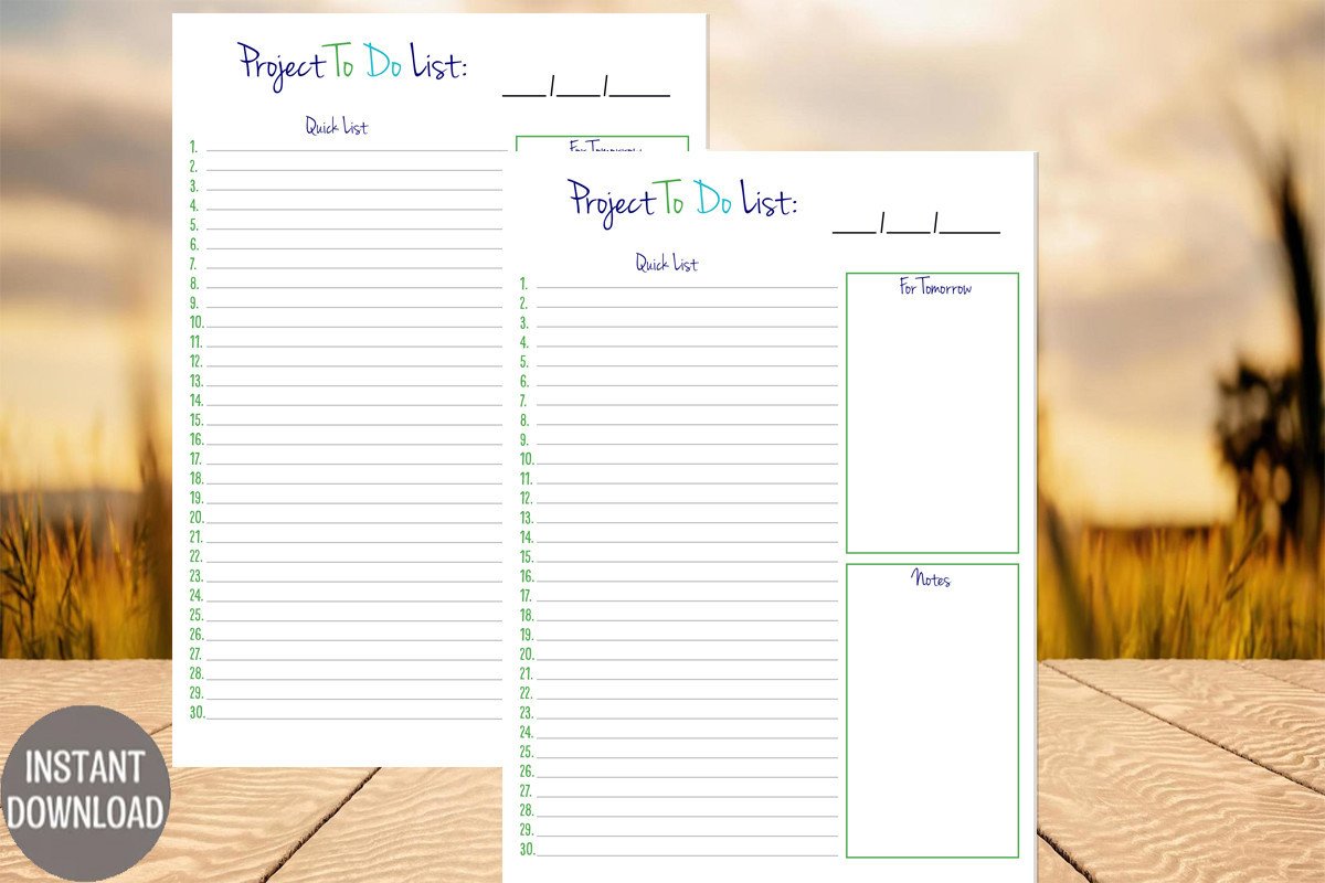 Simple Project to Do List Printable PDF Graphic by Rainbowds · Creative ...