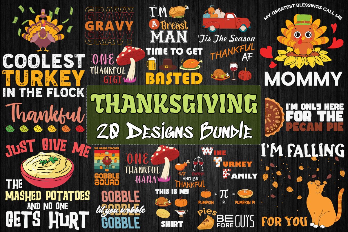 Thanksgiving Bundle SVG 20 Designs Graphic by Pecgine · Creative Fabrica