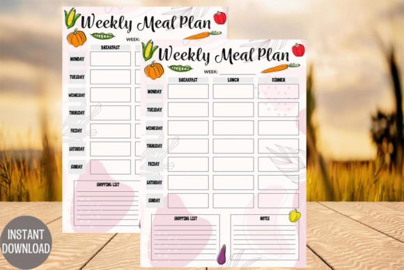 Vegetable Weekly Meal Planner Printable