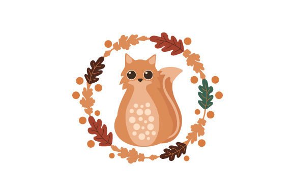 Cute Fox with Autumn Leaves Scandinavian Style