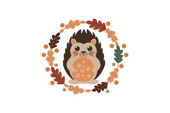 Cute Porcupine with Autumn Leaves Scandinavian Style