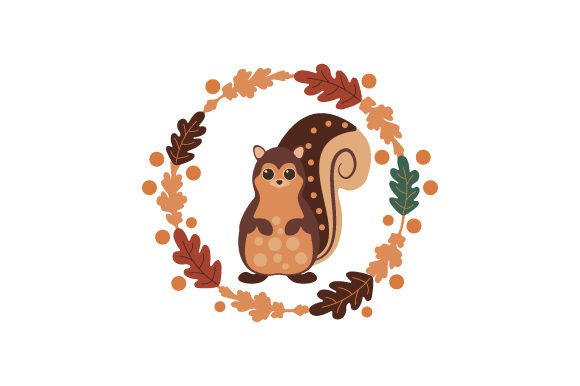 Cute Squirrel with Autumn Leaves Scandinavian Style