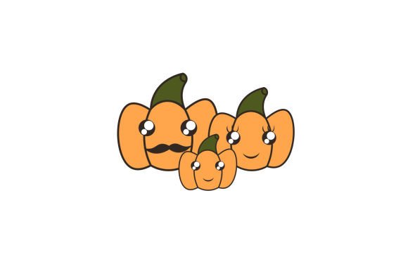 Family of Kawaii Pumpkins