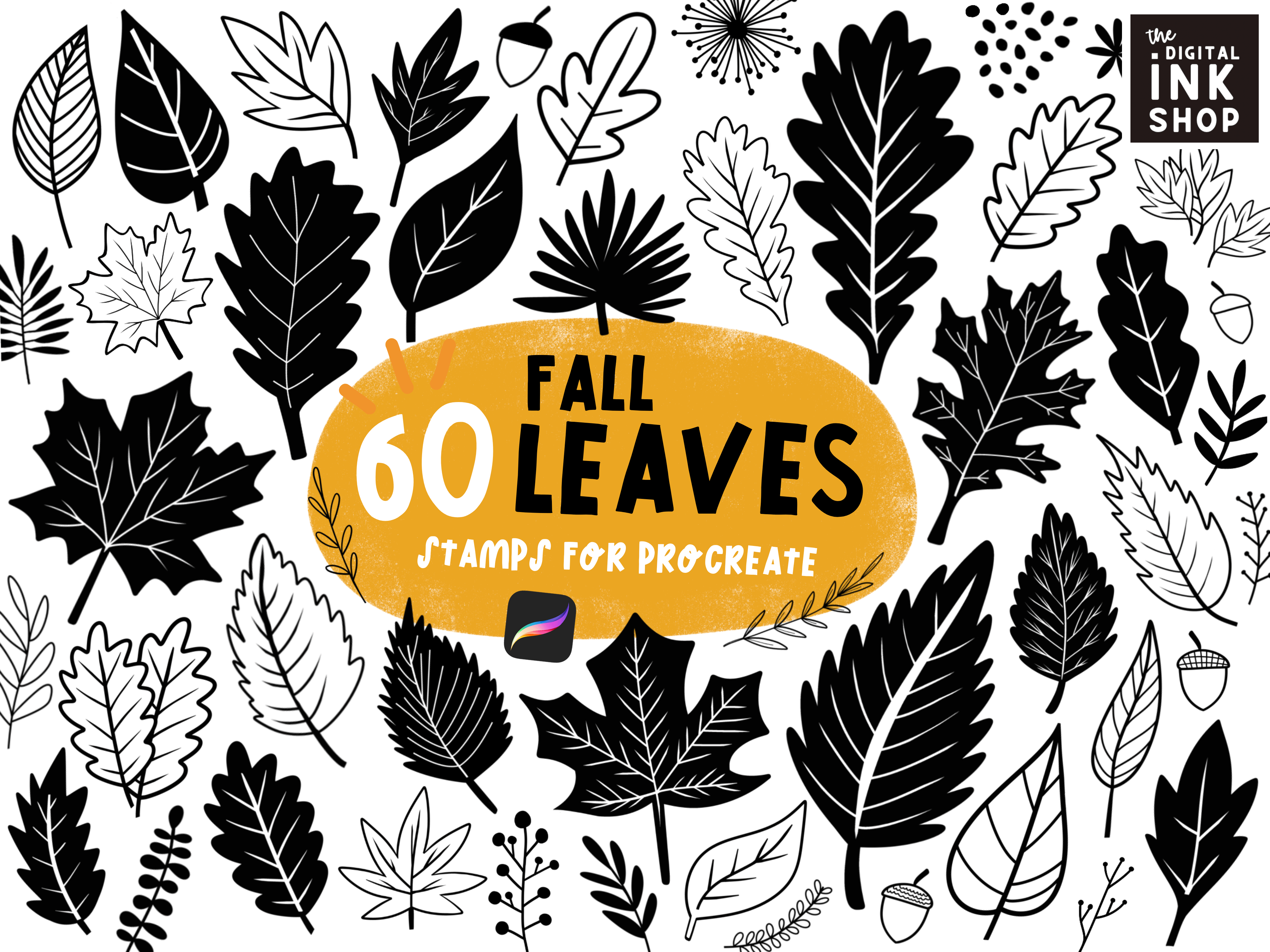 Autumn Fall Leaves Procreate Stamps Graphic by lisajohnston · Creative ...
