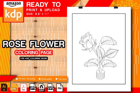 Rose Flower Coloring Pages Bundle Bundle · Creative Fabrica