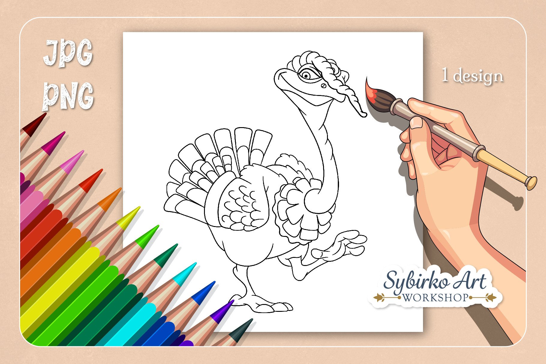 Thanksgiving Day Turkey Coloring Page Graphic by Sybirko Art Workshop ...