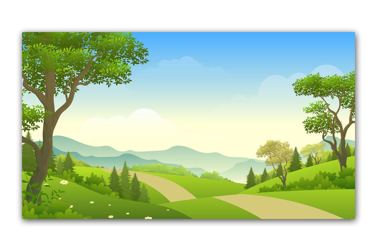 Beautiful Green Fields with Footpath Graphic by Astira · Creative Fabrica