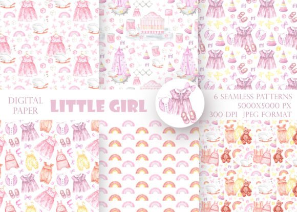 Little Baby Girl Digital Paper, Pattern
