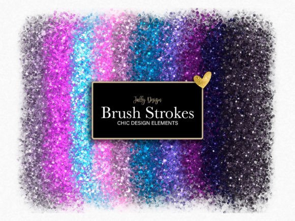 Purple Glitter Brush Strokes Clip Art