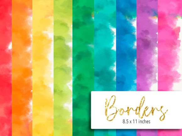 Watercolor Rainbow Border Clip Art