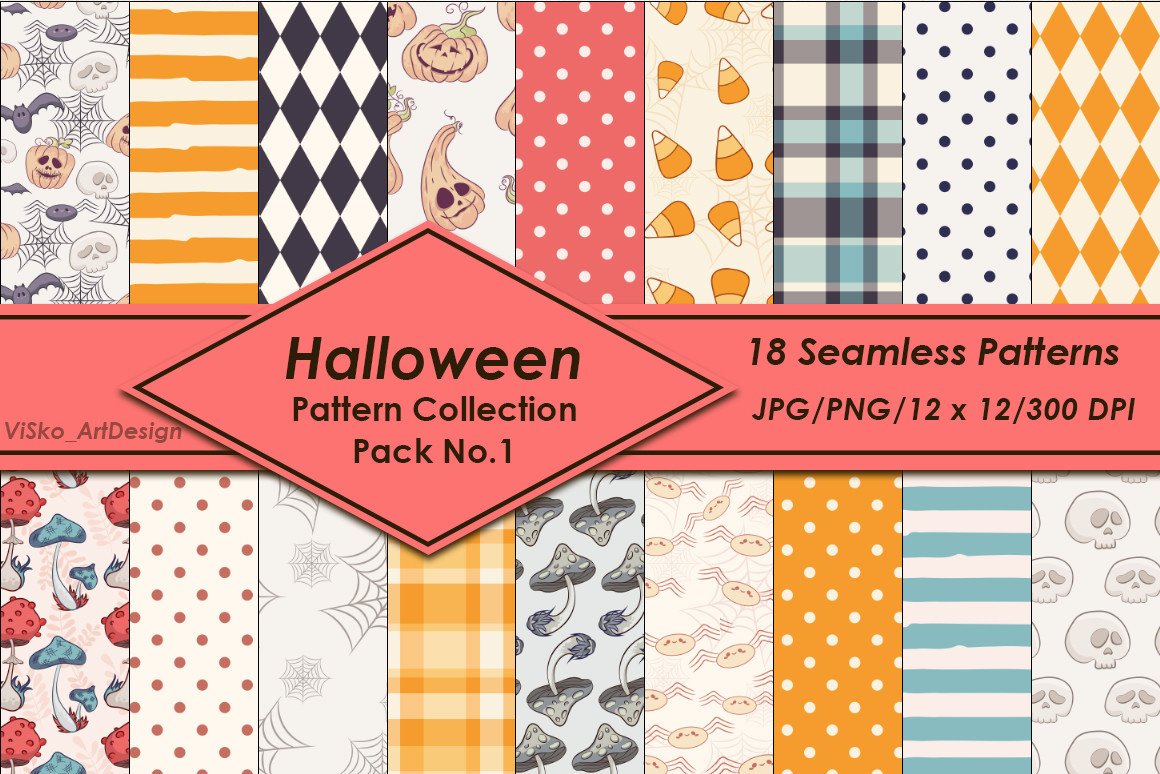 Halloween Seamless Pattern Pack No.1 Graphic by visko_artdesign ...