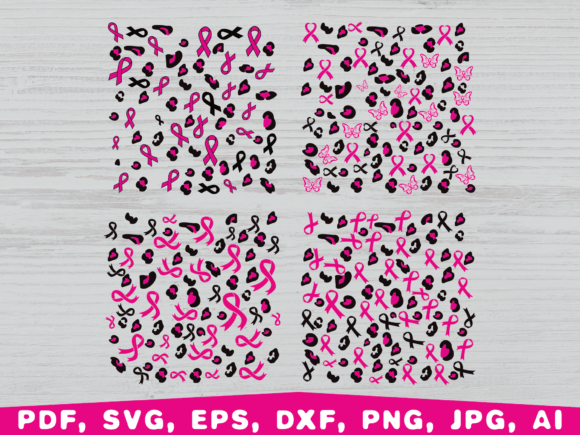 Leopard Ribbon Pattern SVG, Pink Ribbon
