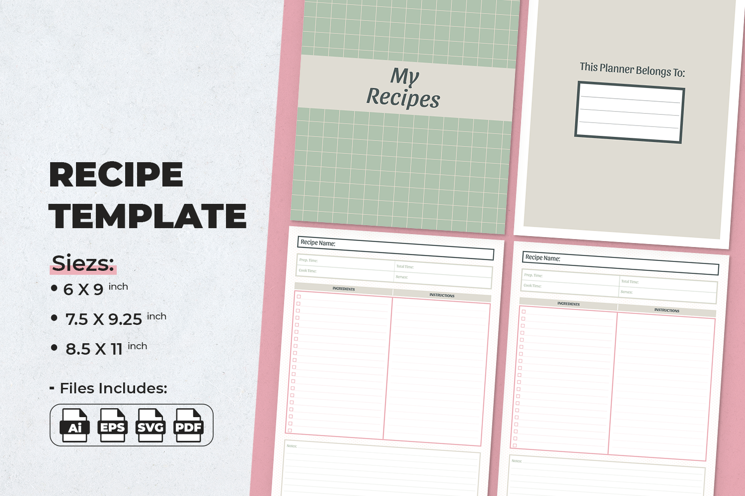 Recipe Template | KDP Interior Graphic by JUNDI · Creative Fabrica