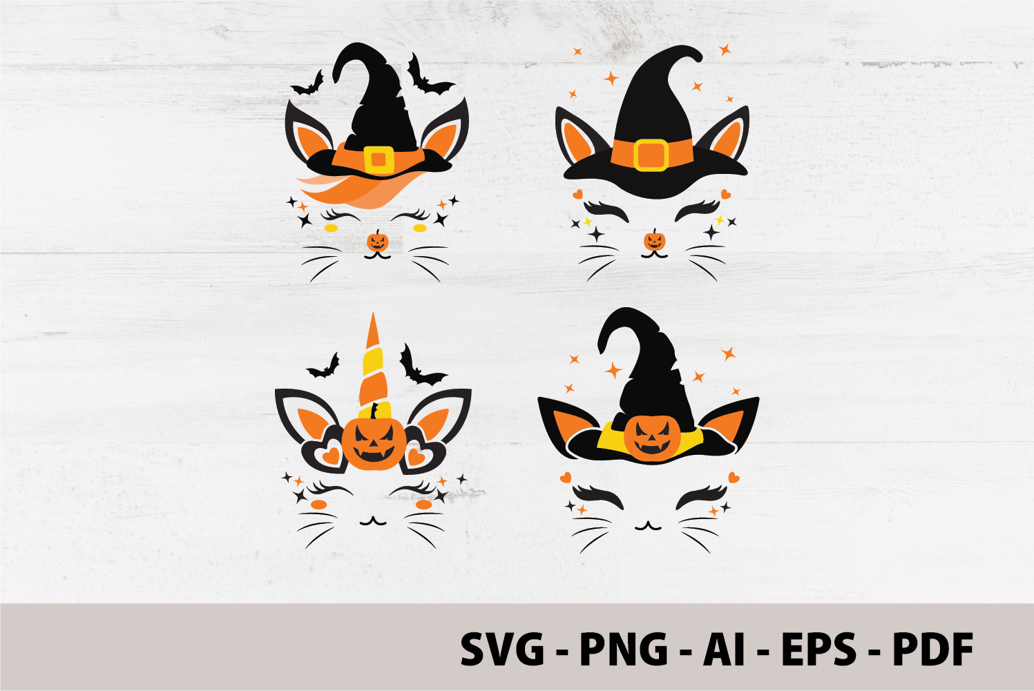 Witch Cat Cute Halloween SVG Bundle Graphic by Morning SVG · Creative ...