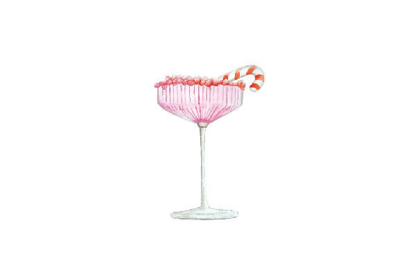 Christmas Vintage Cocktail - Candy Cane - Watercolor Food & Drinks Craft Cut File By Creative Fabrica Crafts