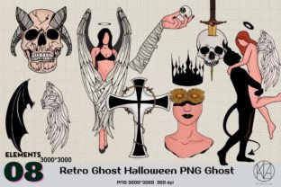 8 Retro Ghost Halloween PNG Ghost Graphic by Momixzaa · Creative Fabrica