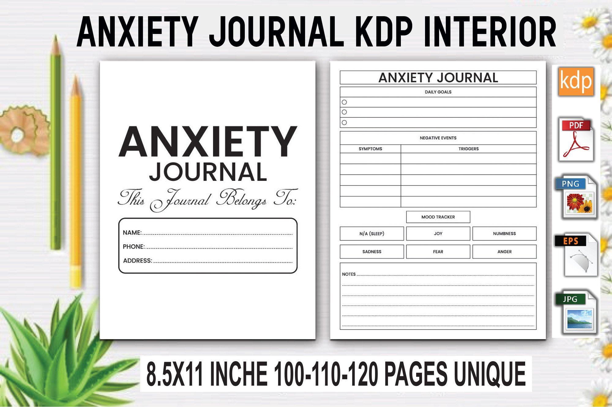 Anxiety Journal | KDP Interior Graphic by KDP Studio · Creative Fabrica