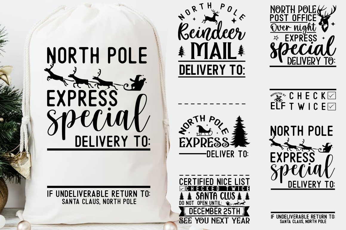 Santa Sack SVG Bundle, Santa Bags Graphic by etcify · Creative Fabrica