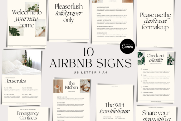 10 AirBnb Signs Canva Template