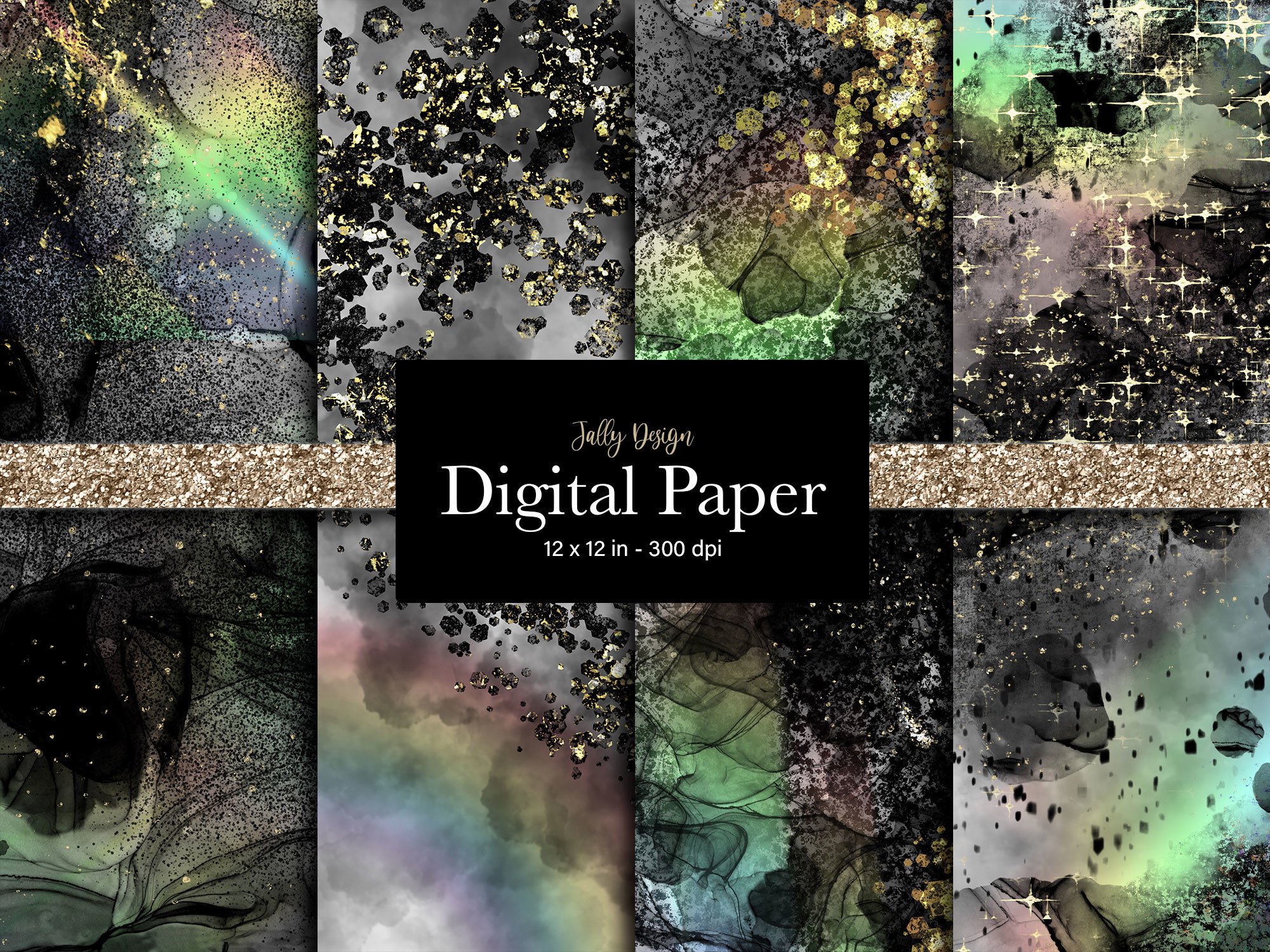 Darkness and Rainbow Digital Paper Graphic by jallydesign · Creative ...