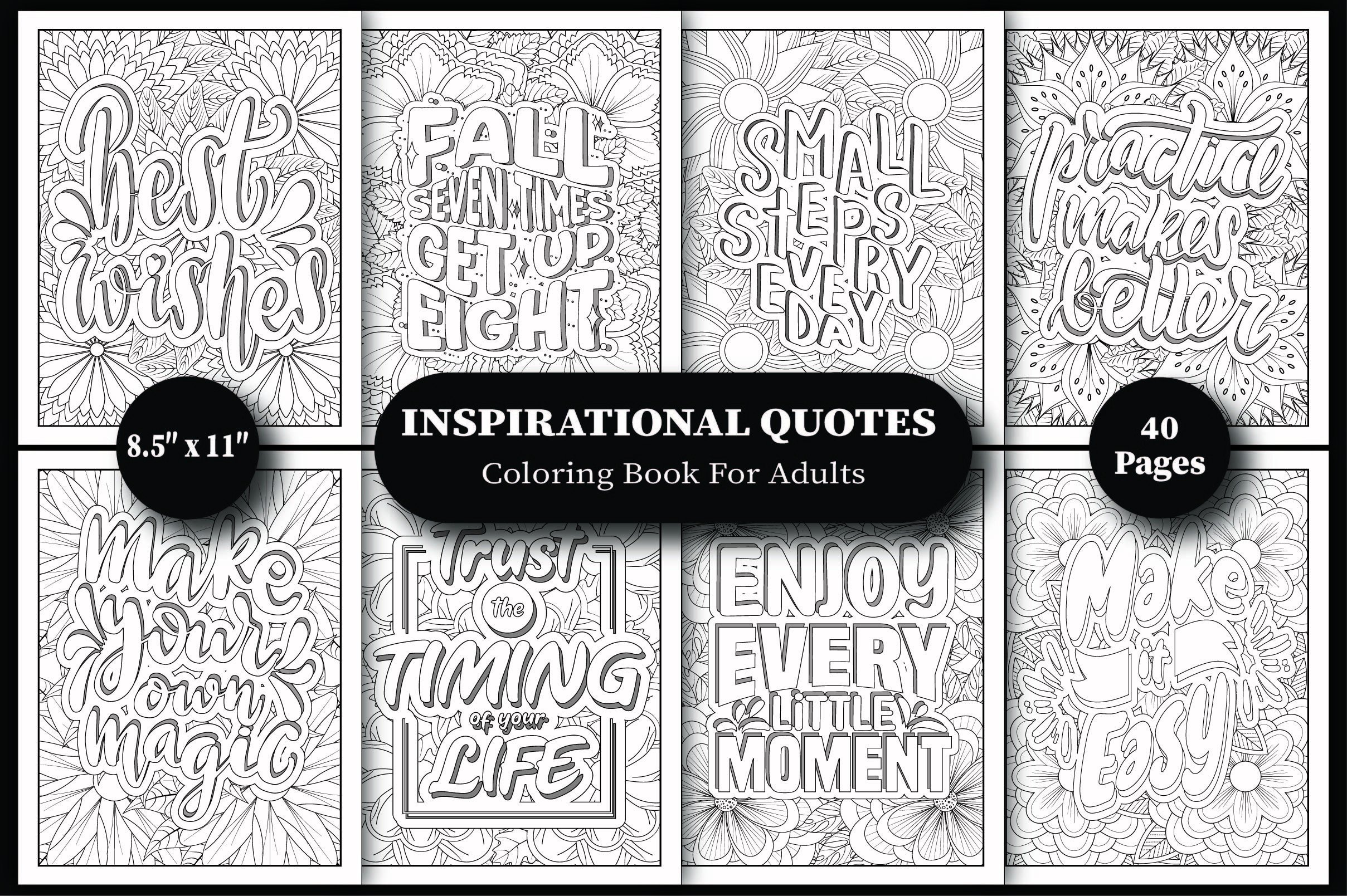 Inspirational Quotes Coloring Book Pages