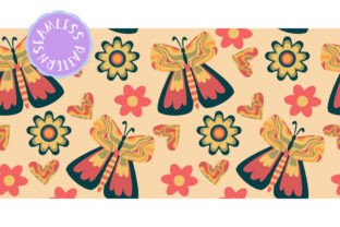 Boho Seamless Pattern Groovy Butterfly Graphic by smirnova.26051994 ...